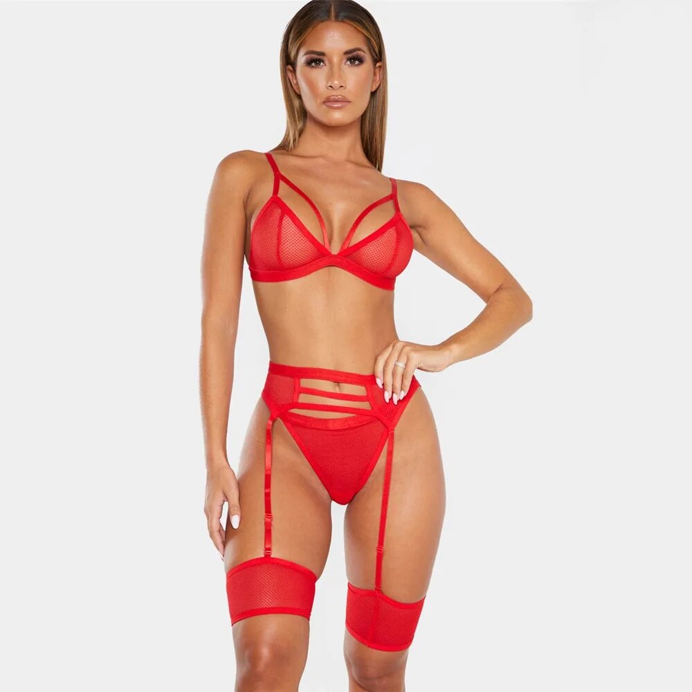 Shea's Yummy Hallow Out Mesh Lingerie Set