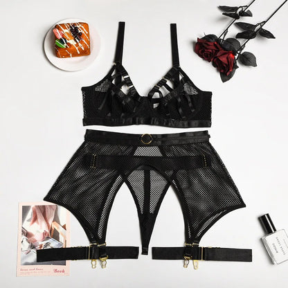 Lila's Exotic Sheer Thick-Strap Lingerie Set