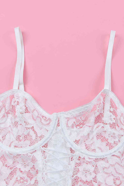 Sabrina's Lace-Up Frill Trim Lingerie Set