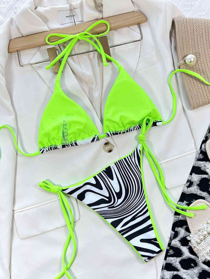 Sienna's Neon Zebra Print Halter Bikini