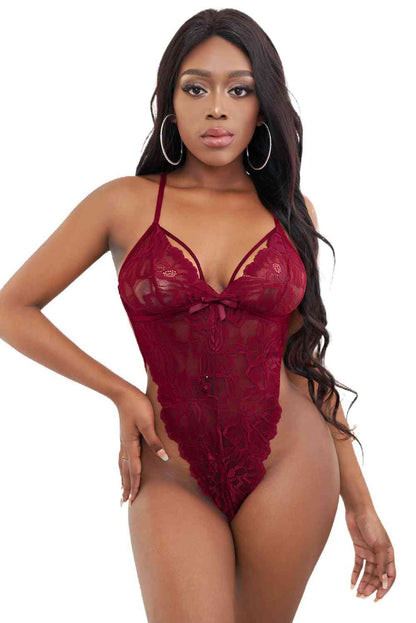 Chole's Entwine Backless Lace Teddy Lingerie